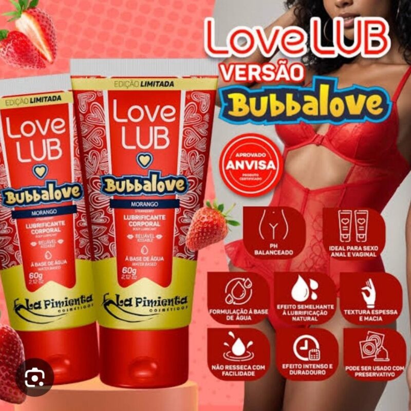 LUBRIFICANTE  LOVE LUB AROMÁTICO MORANGO  TUTTI FRUIT E  ICE  60 ML